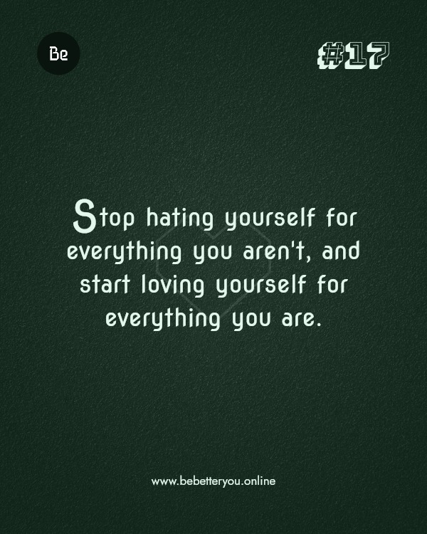 Stop hating yourself for everything you aren't, and start loving yourself for everything you are.